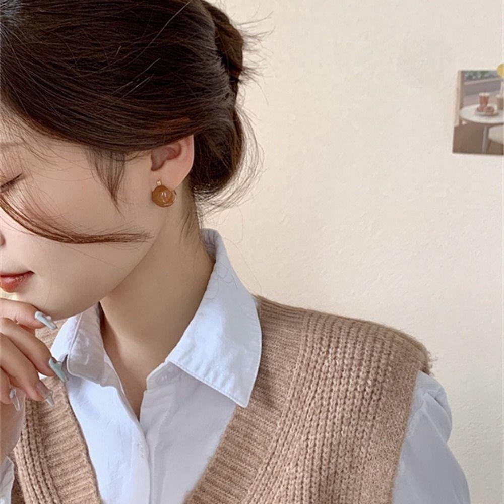 Bead Fashion Design Party Korean Style Earrings Enamel Ear Buckle Women  Earrings Stud Earrings