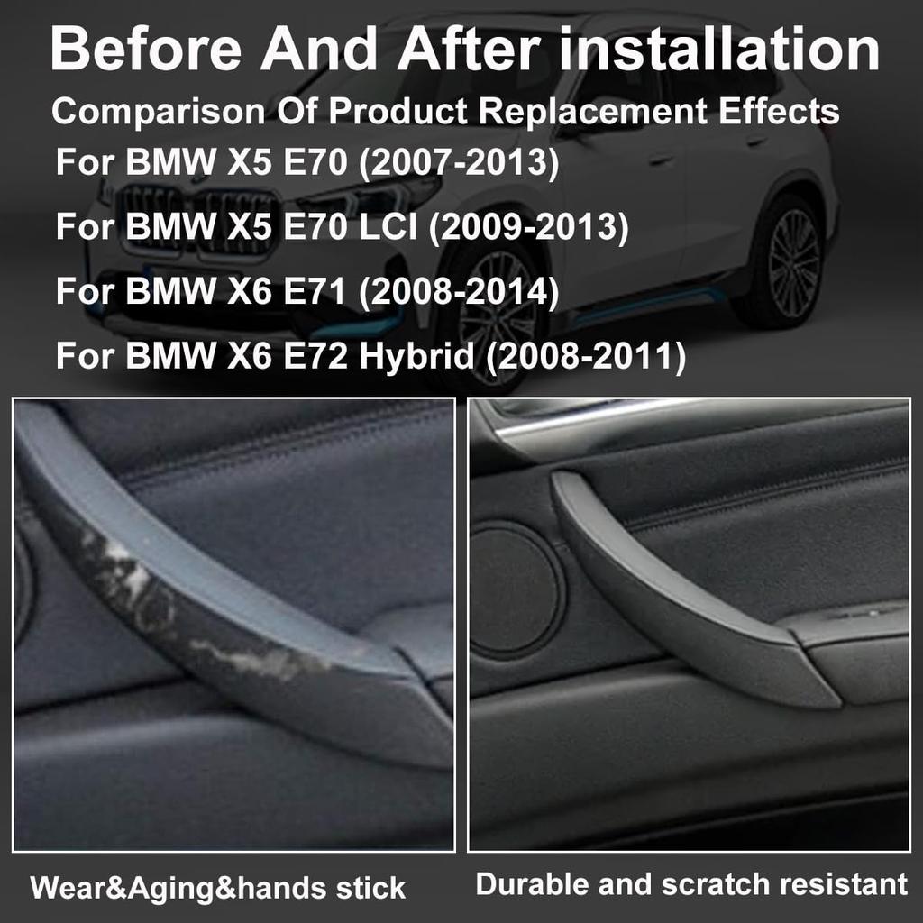 FASTCHE for BMW X5 / X6 Door Handle Outer Cover, Right Side Passenger Door Handle Outer Leather Door Handle Outer Cover Replacement Compatible with