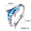 Cute Shark Blue Fire Opal Rings Bridal Wedding Occasion Jewelry Classic Vintage Stylish Fashionable  Color Animal Women Rings