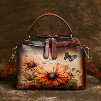 Retro Leather Women Shoulder Bags Hand Painted Handbag Versatile Large Capacity Women's Bag