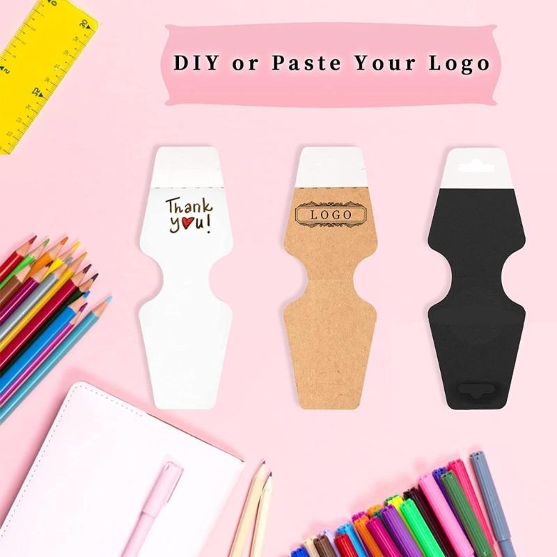 100XAdhesive Card Double-Sided Sticky Card Jewelry-Tag for Selling Packaging Necklaces Bracelet Kraft Paper Display Card