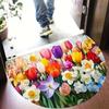 1Pcs Tulip & Daffodil Semi Circle Welcome Doormat Non-Slip for Outdoor Patio Porch Kitchen Bathroom Entryway Floor Mat