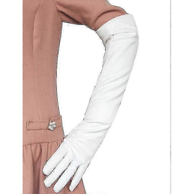 Elegant Mitten Gloves for Women Leather Silky Lining 50cm NS2