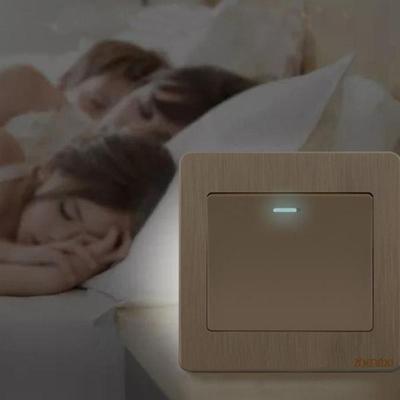 Neue goldene Wandschalter mit LED-Lampe 1-Wege-Taster 1/2/3/4-fach Langlebige Heimaccessoires Ein/Aus-Drucktaster