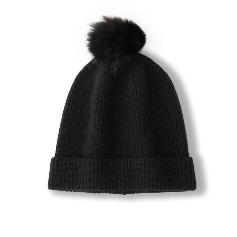 New Style Women's High End Solid Color Fur Ball Warm and Fashionable Knitted Cuffed Casual Toe Cap