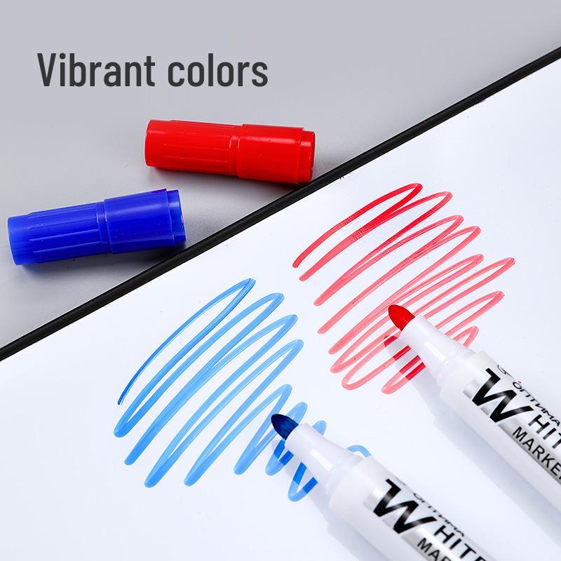 Erasable Large Capacity Whiteboard Marker - Water-Based, Big Head, Easy Erase, Black/Red/Blue for Office Use