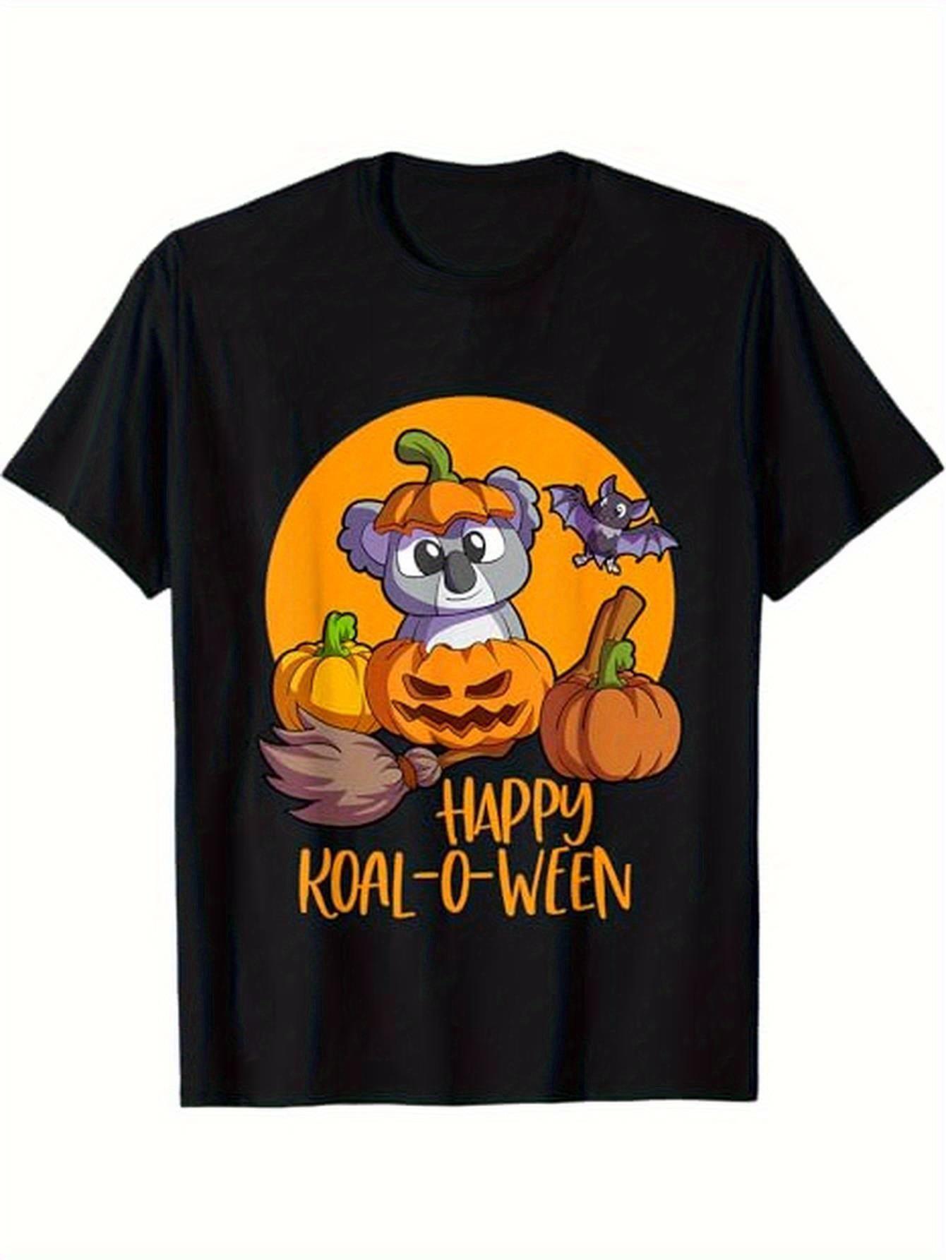 

Happy KoalaWeen Halloween Graphic TShirt for Men Women 100 Soft Black Tee with Cute Koala Pumpkin Bats Design 4XL