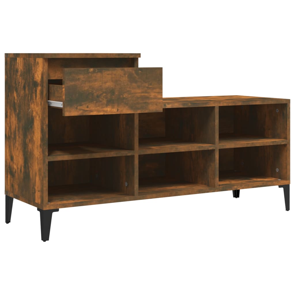 Shoe Rack Smoked Oak Finish 102 x 36 x 60 cm Engineered Wood