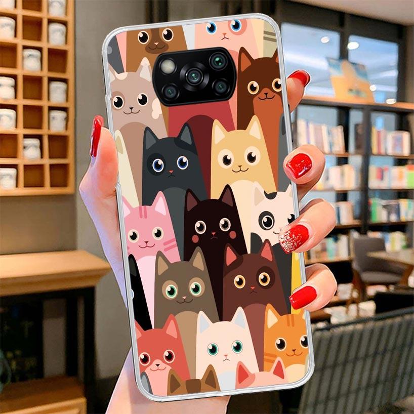 Cat Cute Kitten Cartoon Cover Phone Case For Xiaomi Poco F7 Ultra X7 X6 X5 Pro M7 Redmi 15C 15 13C 13 12C 12 10C 10 9A 9C 9T 9 S