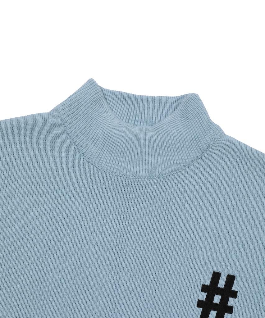 BEENTRILL Hashtag Mock Neck Oversized Knit (Sky Blue)