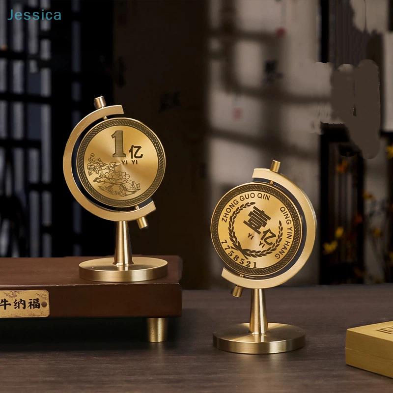 Brass 100 Million Small Target Spinning Stress Relief Desktop Light Luxury Office Living Room Creative Craft Ornament