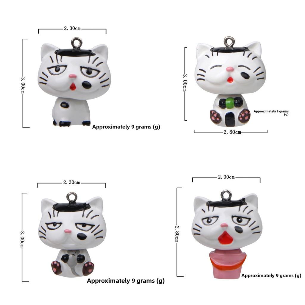 Cat Resin Figurine Keychain With Cartoon Style For Gift Giving And Collection