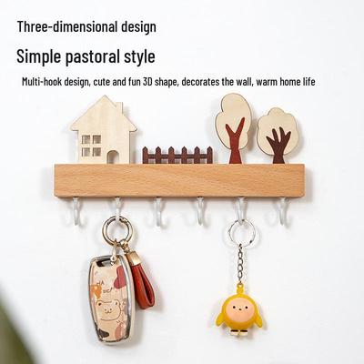 Adorable Cartoon Hook Key Rack: Wall-Mounted No-Punch Entryway Decoration