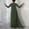 Fashionable Square Neck Long Sleeved Casual Dress Women Loose Pullover Long Dress Color