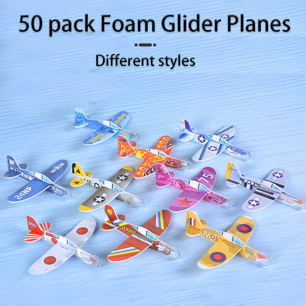 50Pcs Kids Party Supplies DIY Multicolor Foam Airplane Boys Birthday Party Souvenirs Pinata Filler Kindergarten Prize Toys