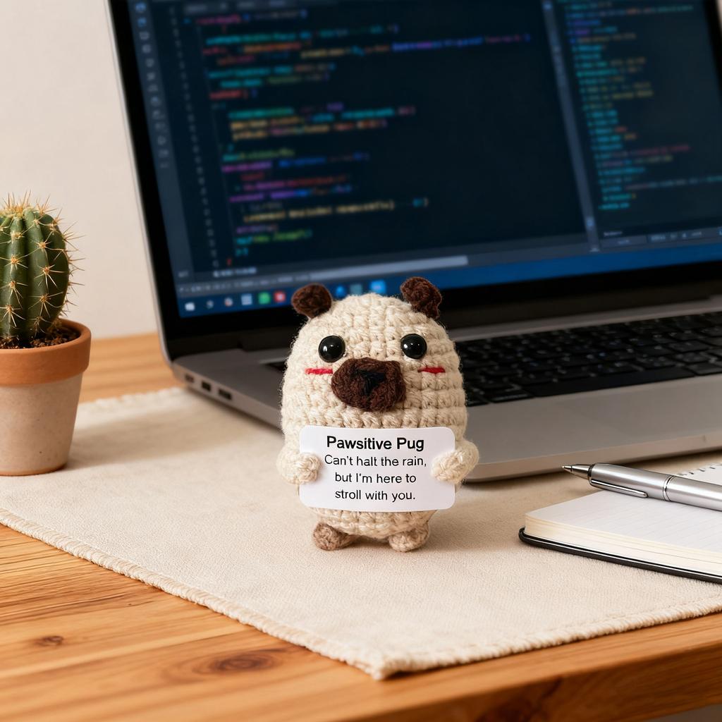 Crochet , Animals Cute Knitted Dog Toys Luck Gifts Support Knitted Present Knitted Doll Holding Support Card For Emotion