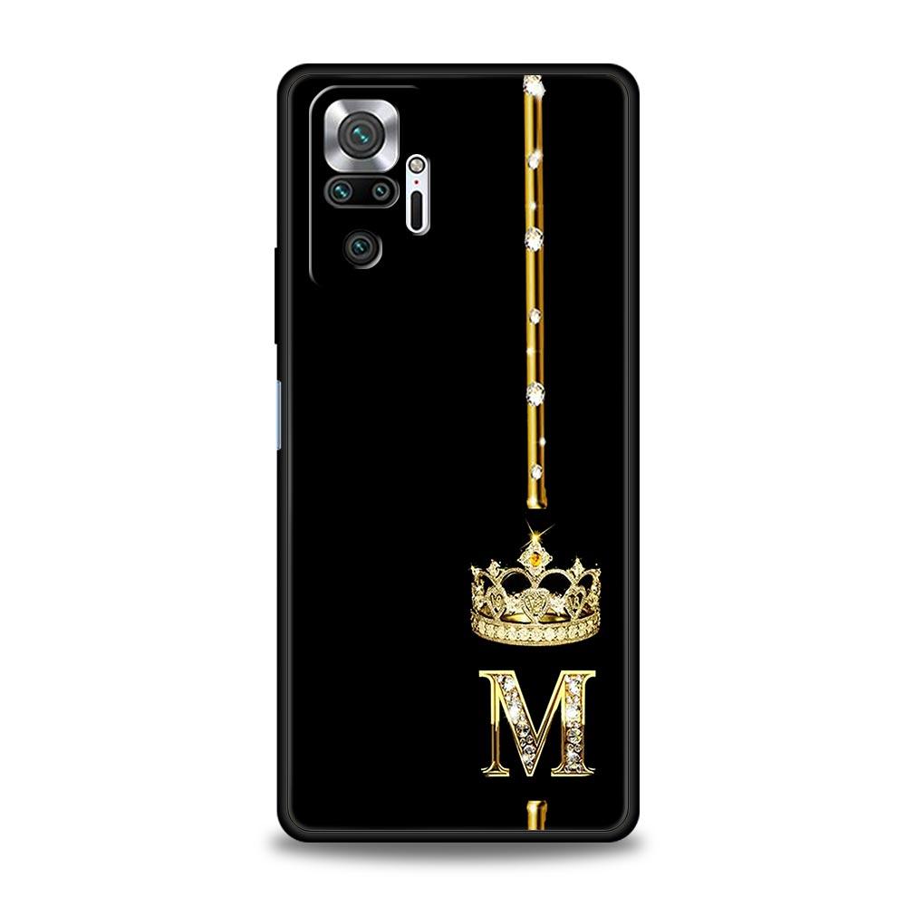 Diamond Crown Letter Letters Phone Case For Xiaomi Redmi Note 15 14 13 12 4G 9 10 11 Pro Plus 5G 14C 13C 12C 10C Soft TPU Cover