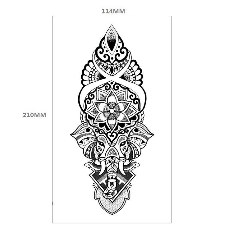Red Rose Flower Arm Half Arm Tattoo Sticker Owl Hourglass Geometry Water Transfer Set Sticker