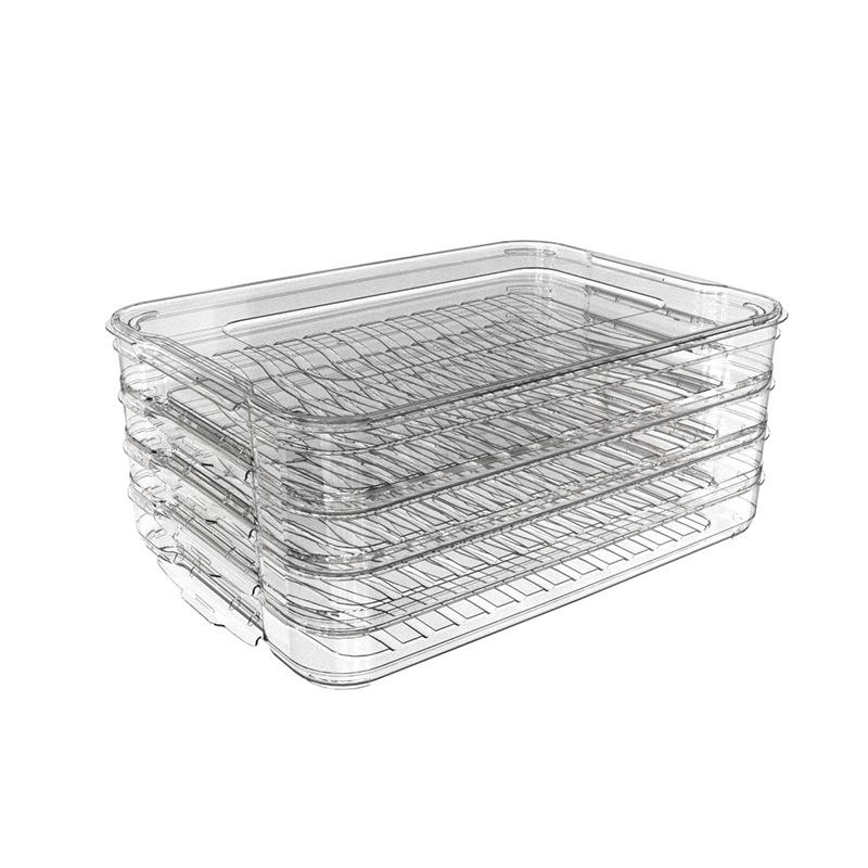 

Прозрачный складной пищевой контейнер для хранения пельменей, яиц и вонтонов в морозильнике или холодильнике Quadruple Layer [4 Bases and Lid]