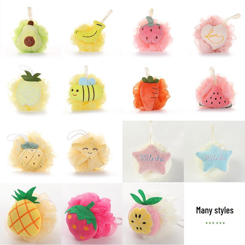 Creative Fruit Bath Flower: Cartoon Bath Ball & Foaming Net Scrubber