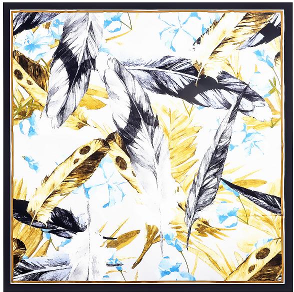 Autumn Feather Painting Women Twill Silk Scarf Large Square Shawl 130Cm Pashmina Oversize Scarves Lady Gifts
