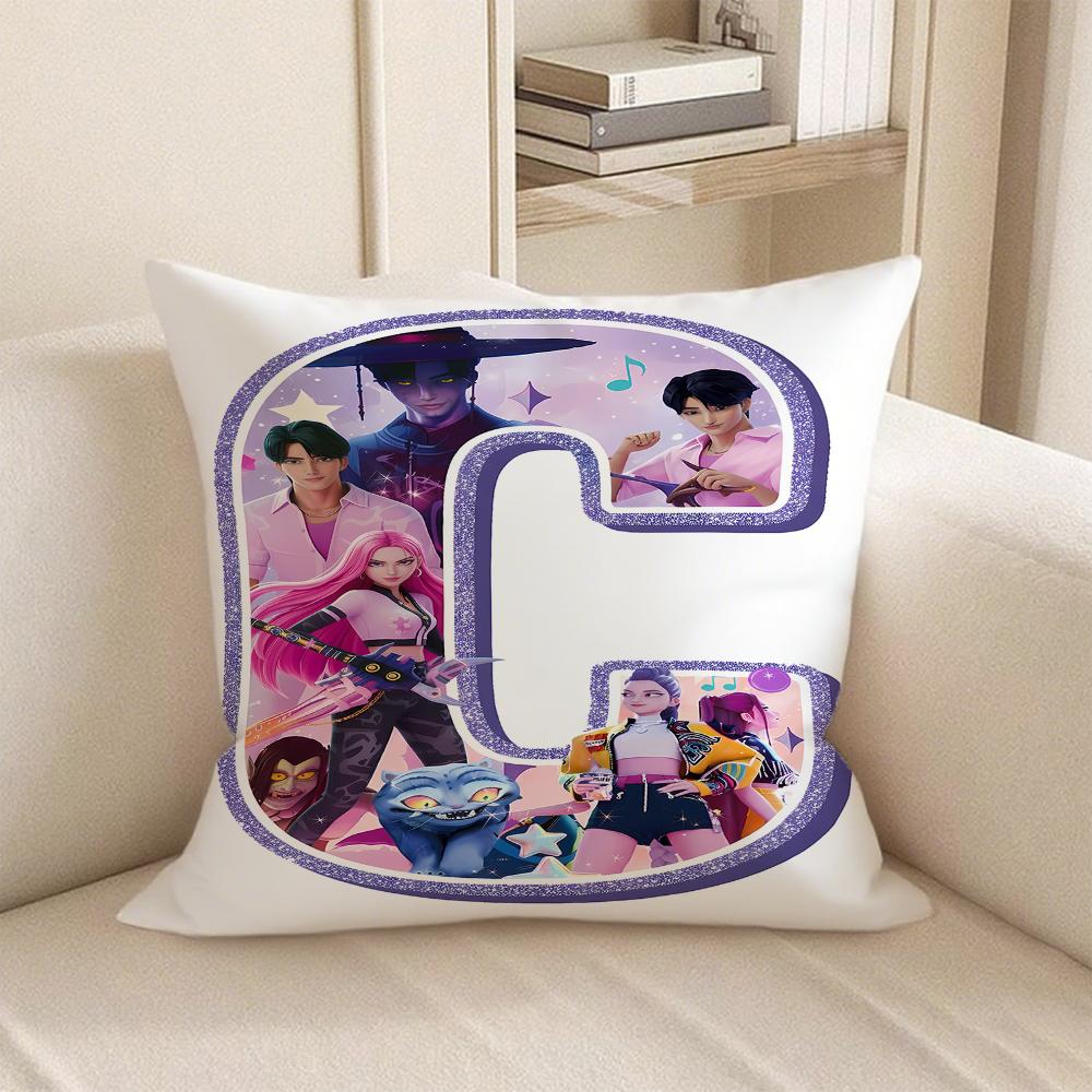 KPop Demon Hunters anime Style 26 letters popular Character Pillowcase fashion Home Decoration Items