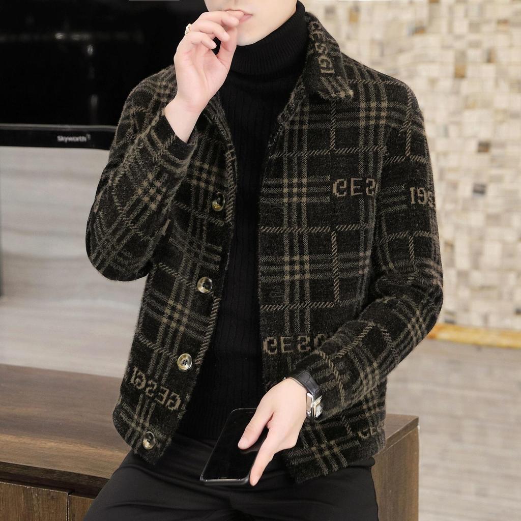 Herren Dicke Woll-Windbreaker-Jacke - Schwarz (Frühling/Herbst/Winter)