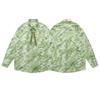 American Vintage Long Sleeve Shirt Green White Floral Print Loose Fit Casual Button Up Top Men Women