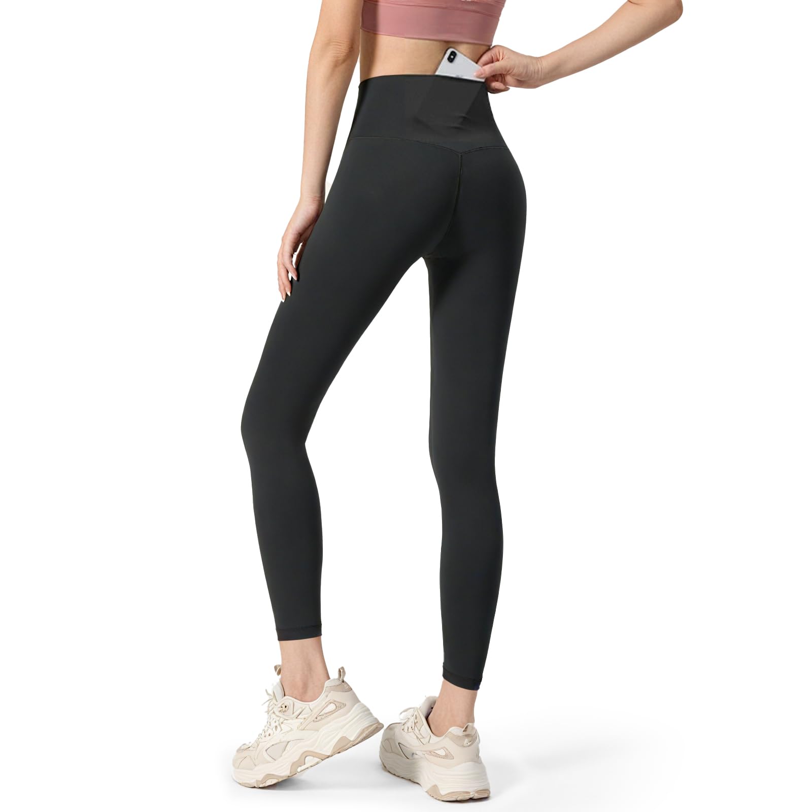 

Uacllcau Эластичные спортивные Идеально для и Укороченная длина Женские леггинсы с высокой талией, Влагоотводящие, Быстросохнущие, Йога, Ноги, чёрный