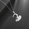 Stal nierdzewna Kształt serca Przytulanie Uroczy Zwierzę Kot Wisiorek Naszyjnik Kobiety Dziewczyny Moda Modna Biżuteria Prezent dla Pary