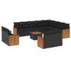 VidaXL Salon de Jardin avec Coussins 13 pcs, Canapés de Terrasse, Ensemble de Meubles de Patio, Mobilier d'Extérieur, Noir 3228197