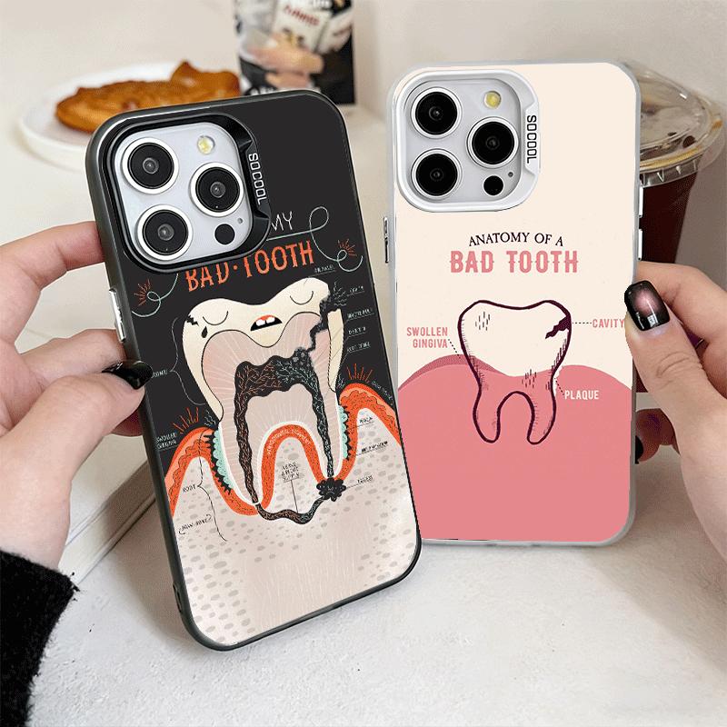 Tooth Dentist Pattern Shockproof Phone Case for iPhone 17 Air 16 16E 15 Pro Max 14 Plus 13 Mini 12 Back Cover Anti Fall Fundas