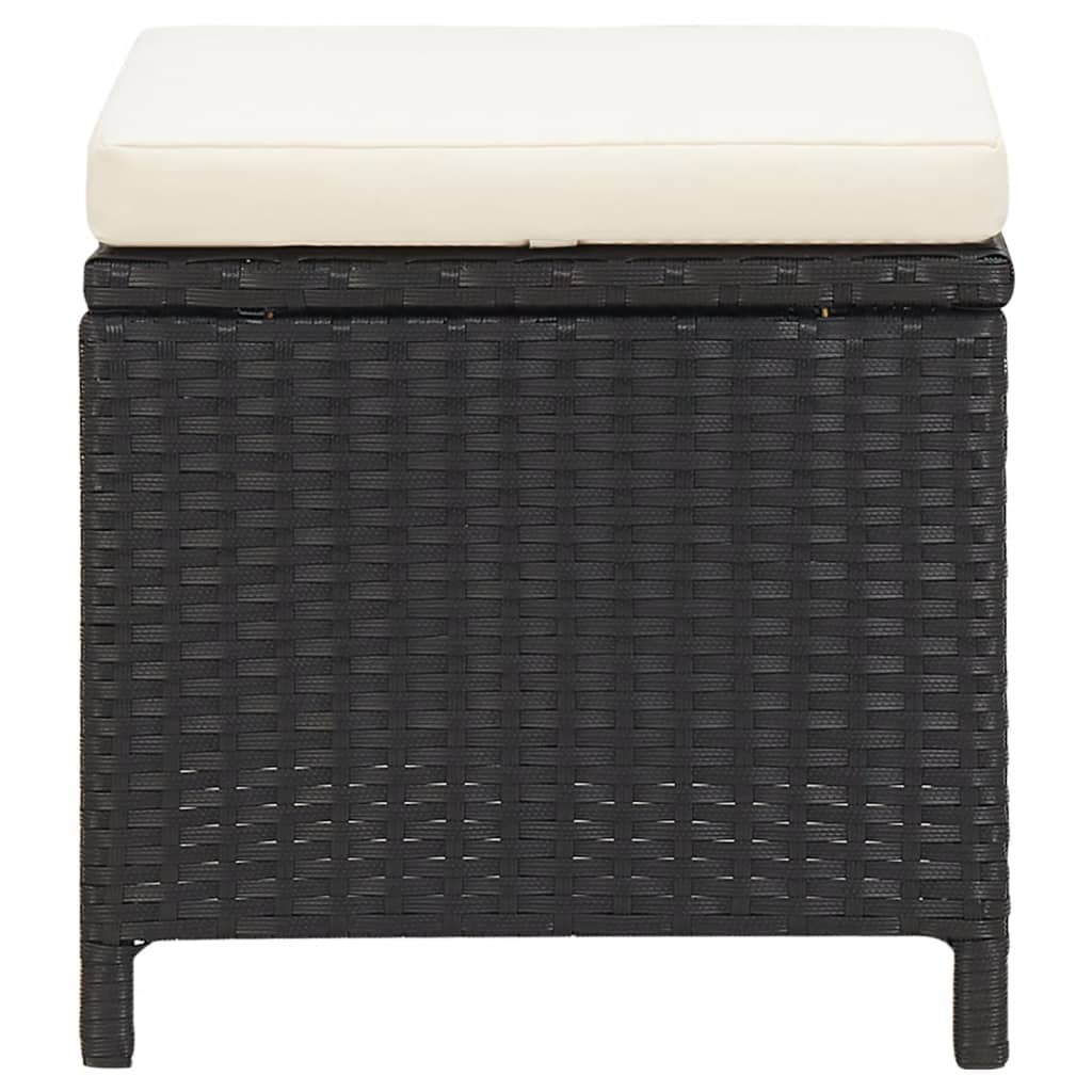 Garden Stools 4 pcs with Seat Cushions Poly Rattan Black