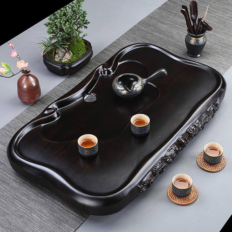 Handun Ebony Wood Tea Tray with Chicken Wing Pattern
