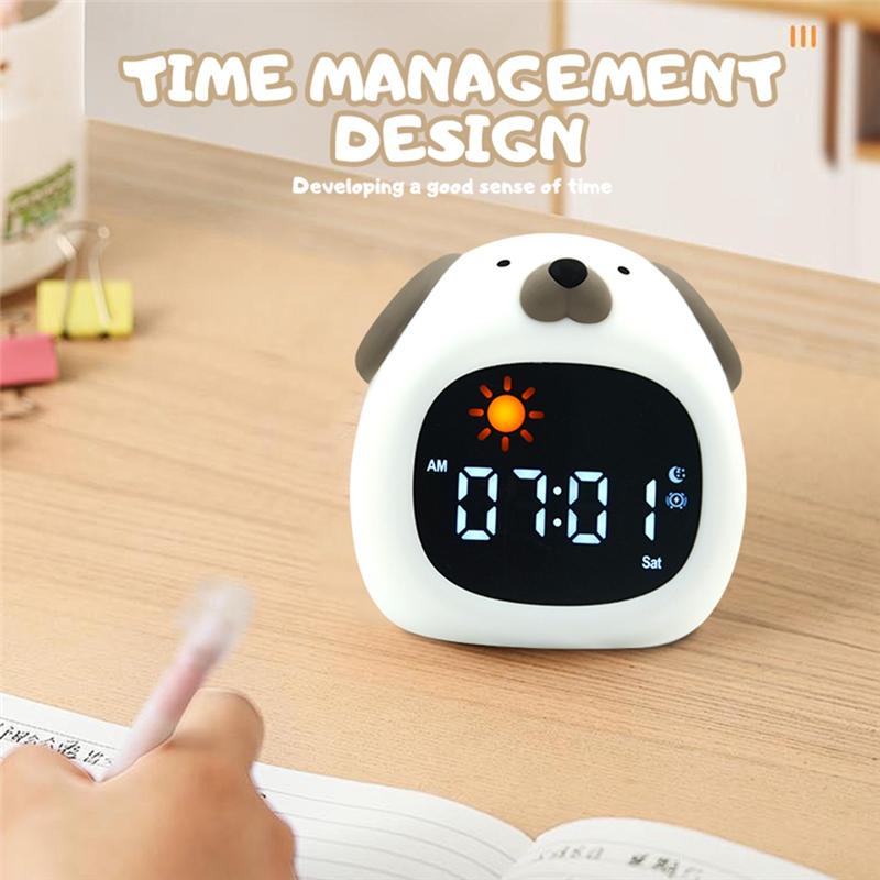 ABWR-Lovely Clock Night Light For Kids Sleep Training Silicone Colorful Changing Touch Light For Children Bedroom