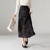 SOFSIL 2026 Spring New Chinese Style Butterfly Print Black Slit Midi Skirt