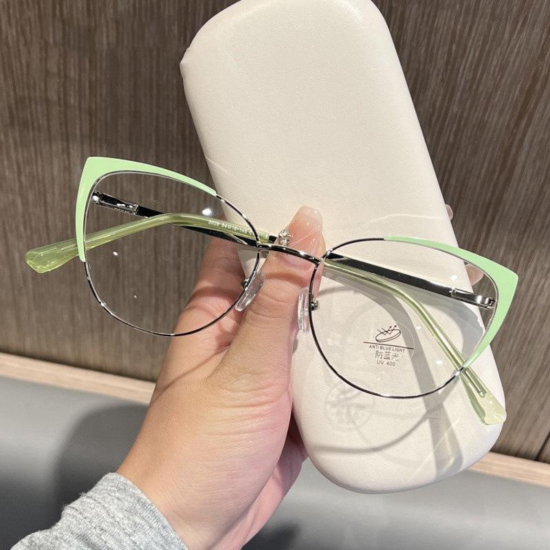 Fashion Green Cat Eye Myopia Computer Glasses Elegant Women Anti Blue Light Prescription Eyeglasses Minus 3 Trendy