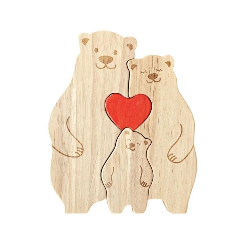 Personalize Wooden Bear Family Puzzle Housewarming Gift Unique Wooden Animal Puzzle Home Decors Wooden Cute Bear Puzzle