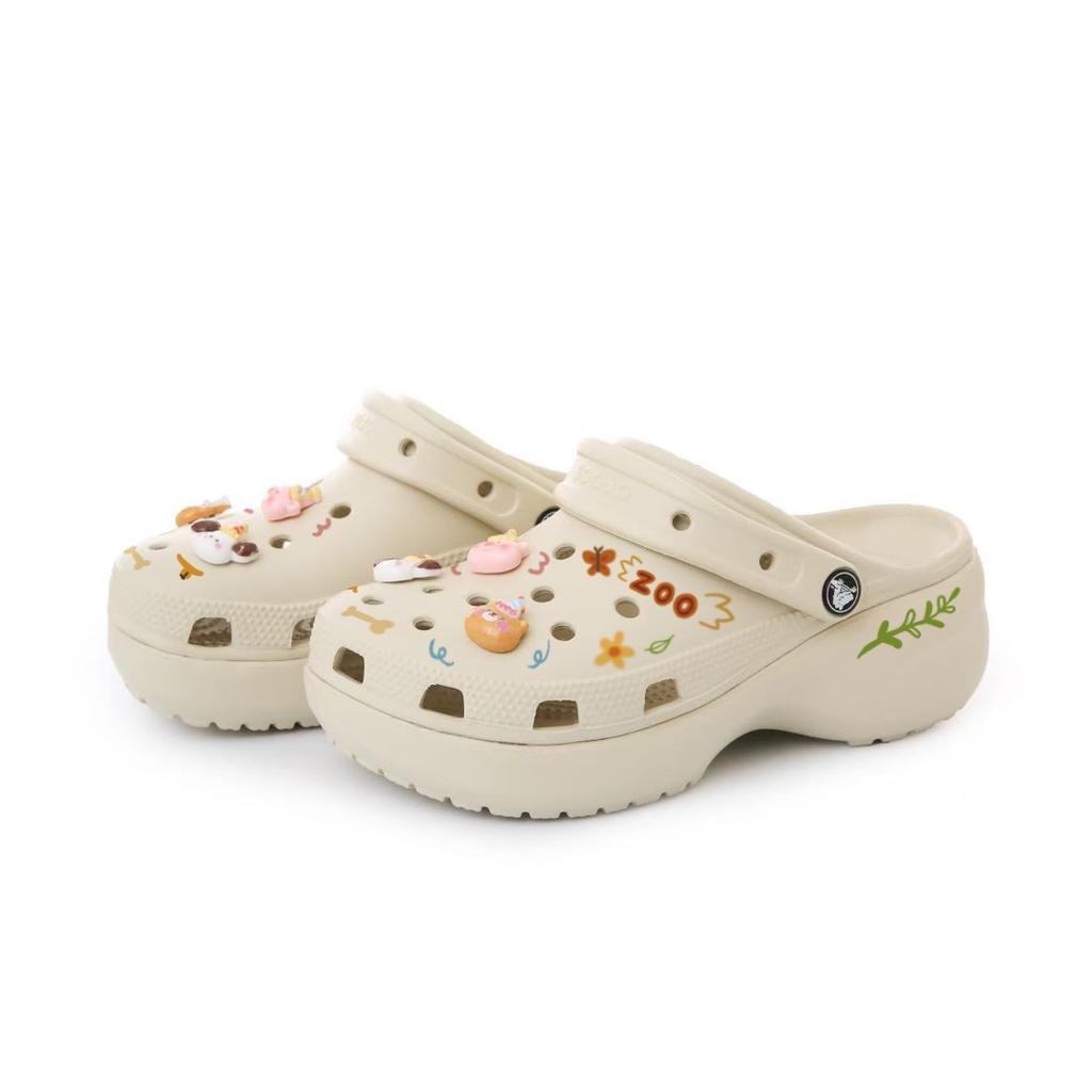Crocs Classic Platform Clog EVA Children's Fun Zoo Cloud Beach Hole Shoes Women's White