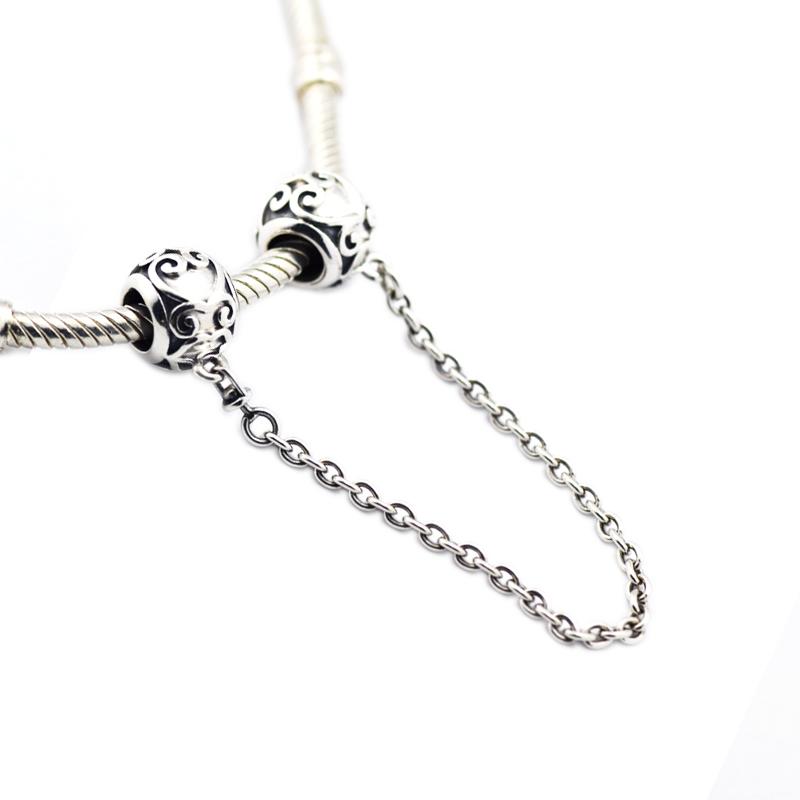 Passend für Europa-Armbänder. 925er-Sterlingsilber, verzaubertes Herz, Sicherheitsketten-Charms, Perlen für die Schmuckherstellung