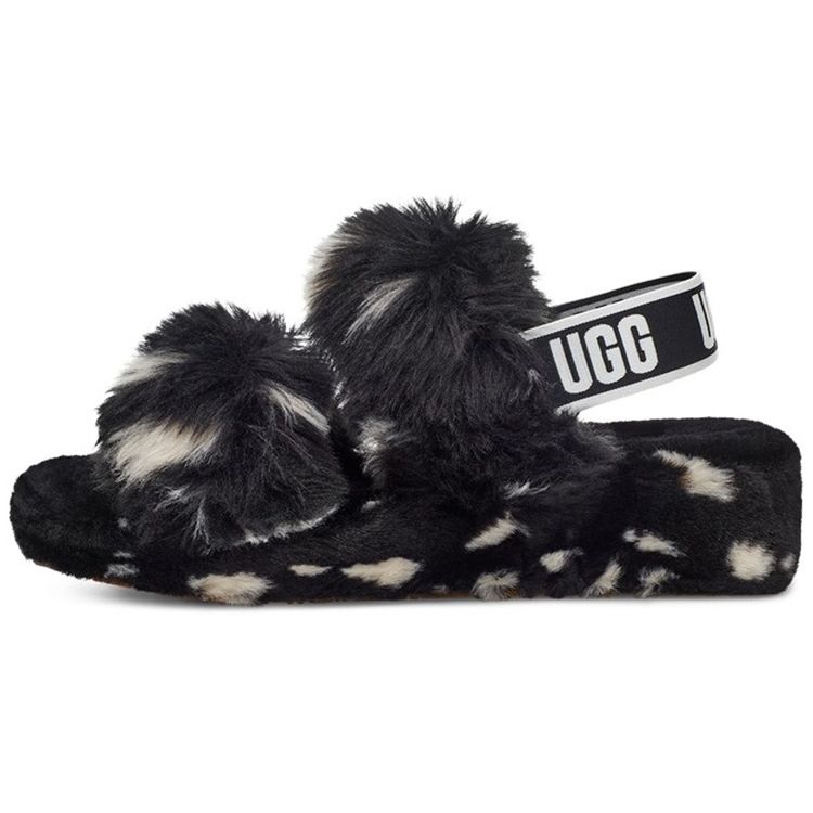 UGG  Oh Yeah Slide Black White Spots Women Sneakers 1118165-BLK