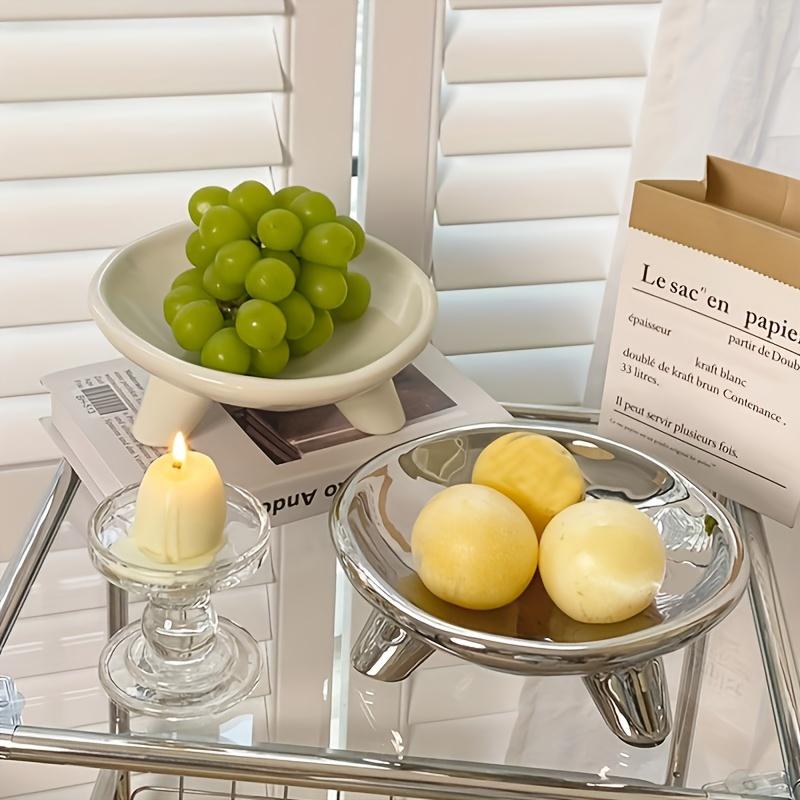 Niche Design Ceramic Tray Fruit Snacks Afternoon Tea Household Tray Dinner Plate Food Presentation