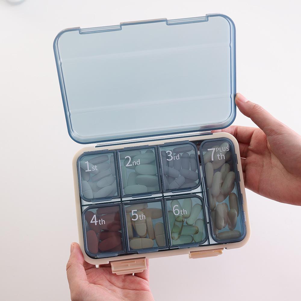 Organizator săptămânal portabil cu 21 de compartimente - Capacitate mare, Multi-compartiment sigilat pentru depozitarea și distribuirea medicamentelor