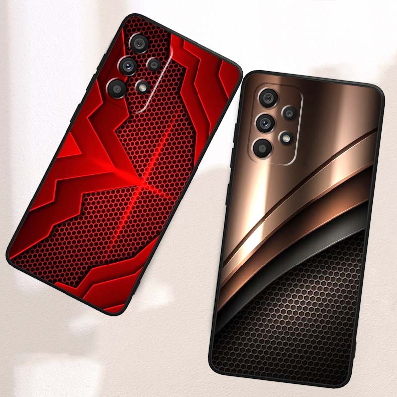 Artistic metal style pattern Phone Case For Samsung A73 A72 A71 A55 A54 A53 A52 A51 A13 A22 A16 A15 A12 A14 A26 A07 5G Black