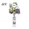 Retractable Badge Holder Halloween Reel, Ghost Black Cat And Pumpkin Design, Acrylic Id Reel 360 Degree Rotating ID for Nurses Office Staff Decor