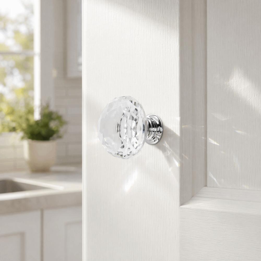 8 pz Maniglie per Porte Diametro 40mm Vetro Trasparente Argento Pomelli per Armadietti Pomelli Decorativi per Cassetti Cucina