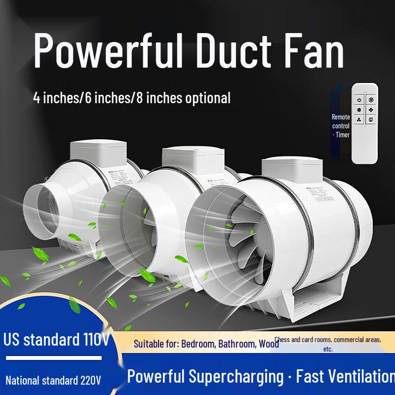 

Nine-Leaf Remote Control Exhaust Fan with Timer for Bathroom and Kitchen Ventilation 4 inch - 245 CFM - Remote Control with Timer
