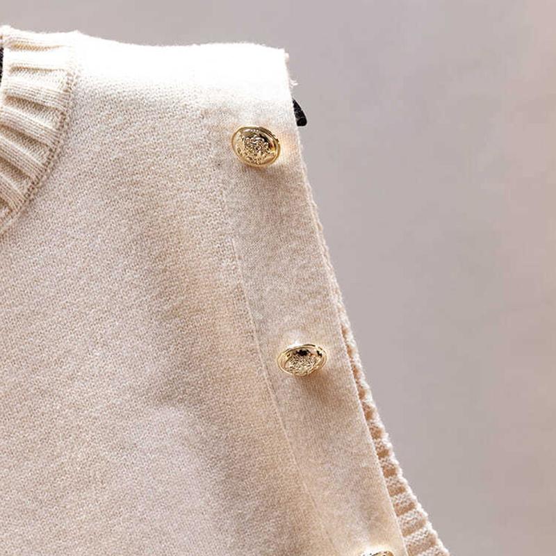 Frühling Herbst Koreanischen Stil Gestrickte Weste mit Lose Ärmellose Pullover für frauen Oberbekleidung Feste Weste