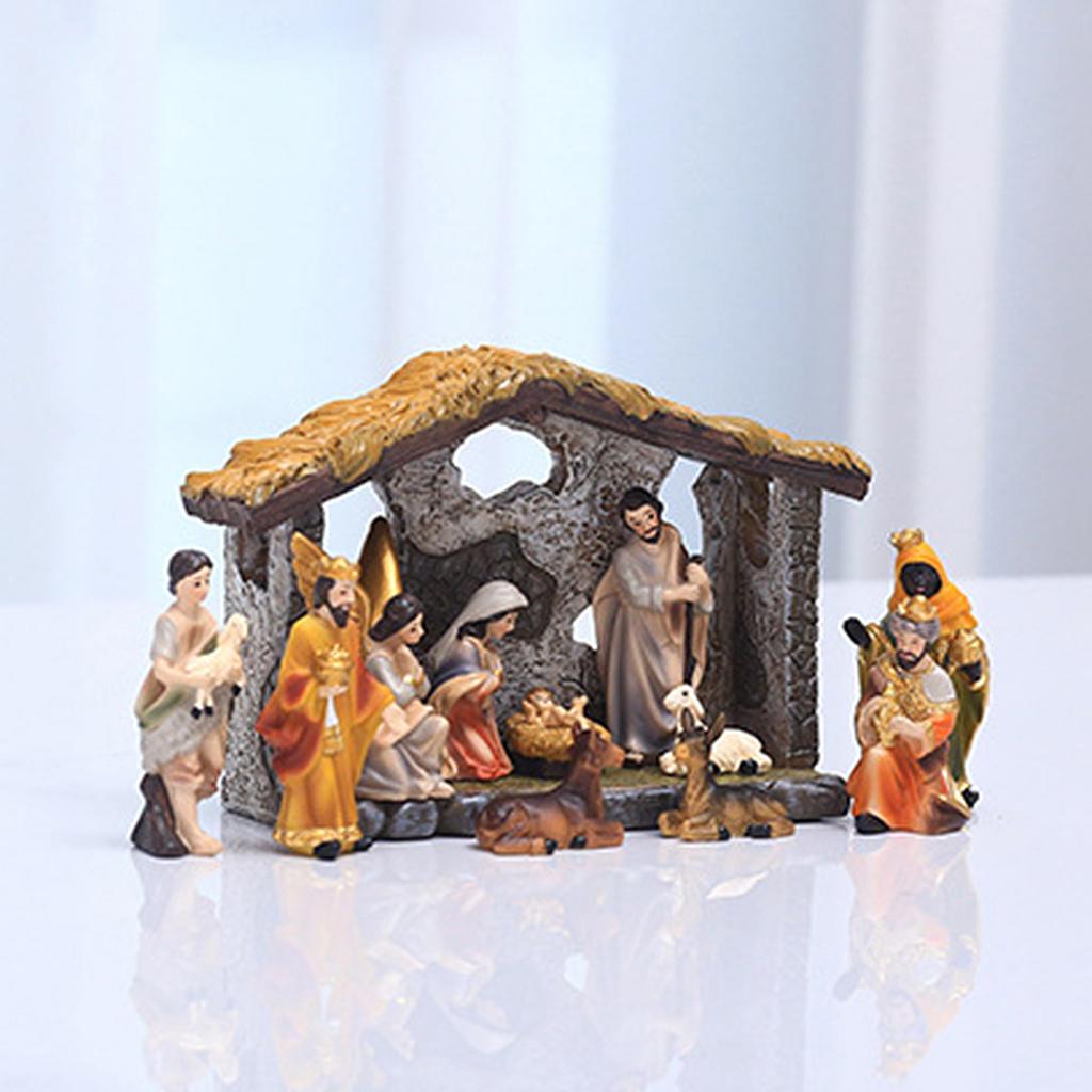 Nativity Scene Religious Tabletop Nativity Scene Figurines Set for Holidays Home Decor