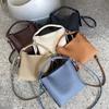 New Top Layer Cowhide One-shoulder Food Basket Bag for Women Versatile Simple Casual Crossbody Bucket Bag for Women